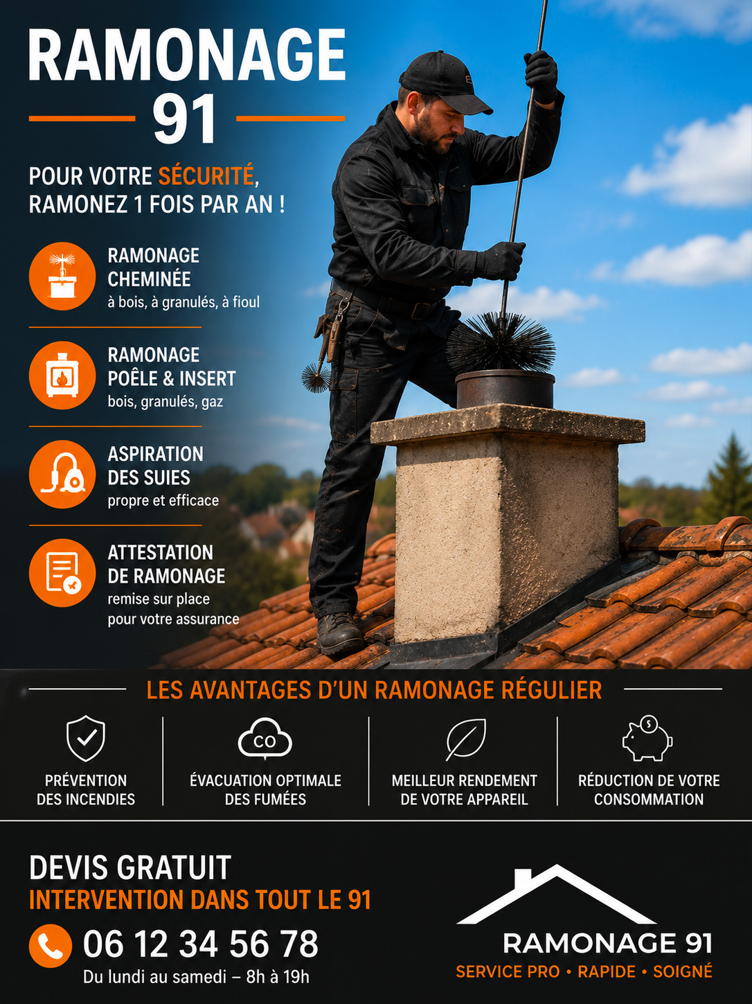 Ramonage de cheminée à Sainte-Geneviève-des-Bois (91700) et dans l’Essonne (91) Ramonage de cheminée à Sainte-Geneviève-des-Bois (91700) et dans l’Essonne (91)